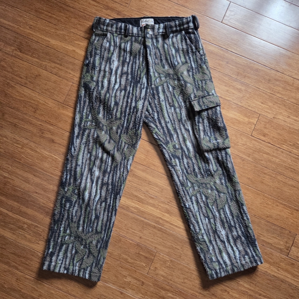 Vintage Cabela’s Polarfleece Camo Hunting Pants Tree Bark | Made in USA RARE
